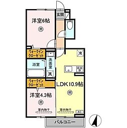サンヒルズ鍋島駅前 101 1階2LDKの間取り