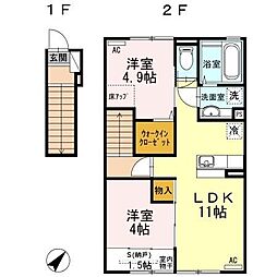 スマイリィハウス愛野 2階2LDKの間取り