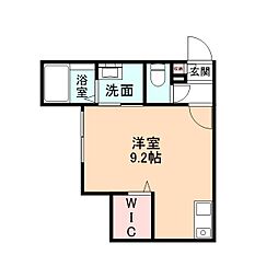 レージュ太閤山III 2階ワンルームの間取り