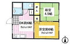 JR京浜東北・根岸線 浦和駅 バス24分 栄和下車下車 徒歩10分の賃貸アパート 1階2DKの間取り