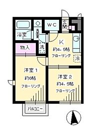 クレール桜ヶ丘 1階2Kの間取り