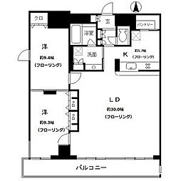レジディア東桜II 12階2LDKの間取り