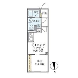 レピュア練馬レジデンス 4階1DKの間取り