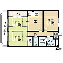 紫雲荘ビル(シウンソウビル) 2階3DKの間取り