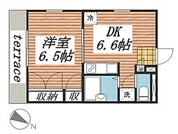 サンヴィレッジシラハタIII 1階1DKの間取り
