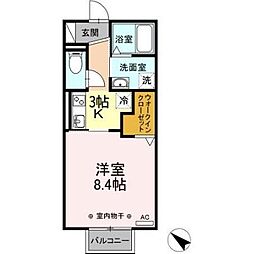 パプリカ 2階1Kの間取り