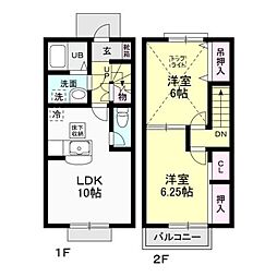 ブレス光　Ａ 1階2LDKの間取り