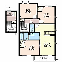 クオレール 2階3LDKの間取り
