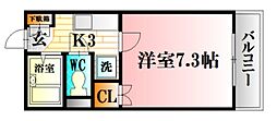 レジデンスマスダ3 1Kの間取図画像