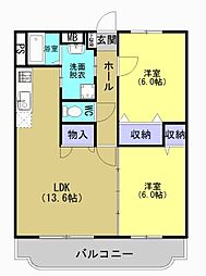 熊本電気鉄道 須屋駅 徒歩15分の賃貸マンション 3階2LDKの間取り