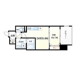 テラ堺市駅 8階1DKの間取り