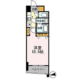 カスタリアタワー肥後橋 1905 19階1Kの間取り