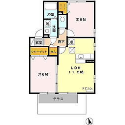 エクレール箱田　Ａ 101 1階2LDKの間取り