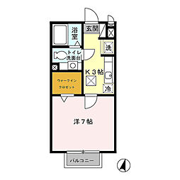 プリマヴェーラ 1階1Kの間取り