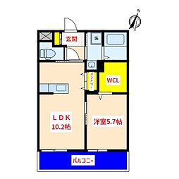 ISLAND国分中央 1階1LDKの間取り