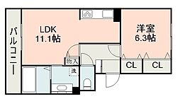 JR豊肥本線 竜田口駅 徒歩22分の賃貸アパート 2階1LDKの間取り