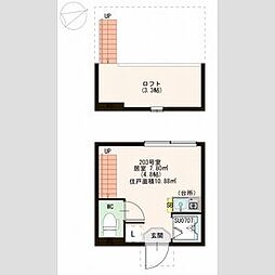 ハーモニーテラス矢向 2階ワンルームの間取り