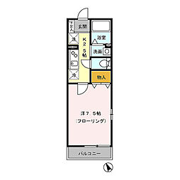 シェルヴィラージュ 2階1Kの間取り