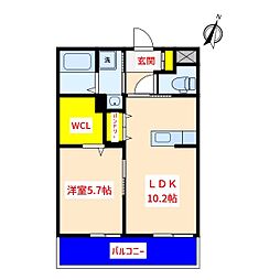 ISLAND国分中央 4階1LDKの間取り