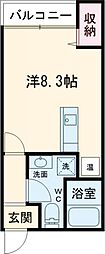 JR山陰本線 福知山駅 徒歩5分の賃貸マンション 2階ワンルームの間取り