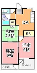 京鴨ビル 2階3DKの間取り