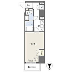 Ｃｏｍｆｏｒｔささしまライブ 2階1Kの間取り