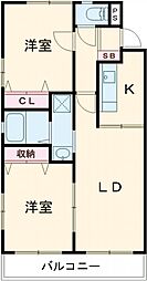 トゥルース 4階2LDKの間取り