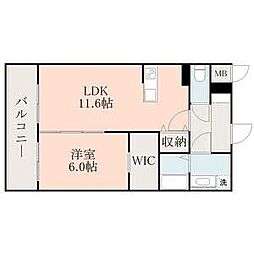 COLAS MIFUNE EAST 6階1LDKの間取り