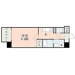COLAS MIFUNE EAST 8階1Kの間取り