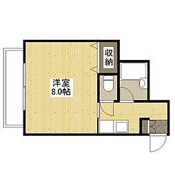 比治山エコテラス 7階1Kの間取り