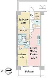 トラープランド蒼麗館 4階2LDKの間取り