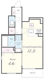 JR東海道・山陽本線 西大路駅 徒歩13分の賃貸アパート 1階1LDKの間取り
