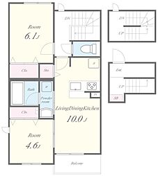 JR東海道・山陽本線 西大路駅 徒歩13分の賃貸アパート 3階2LDKの間取り