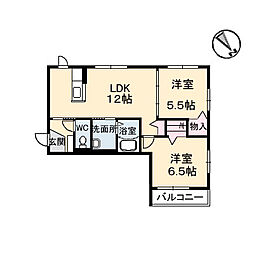 ジュネス・アニー　Ａ棟 1階2LDKの間取り