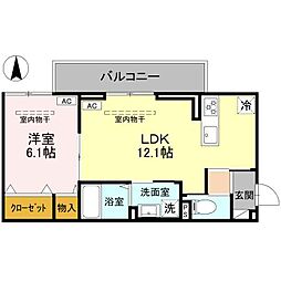 東武伊勢崎線 太田駅 徒歩10分の賃貸アパート 3階1LDKの間取り