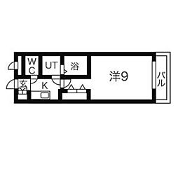 ユースハイムマルユウ 2階1Kの間取り