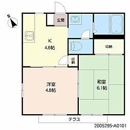 アーデンハイツ A0101 1階2Kの間取り
