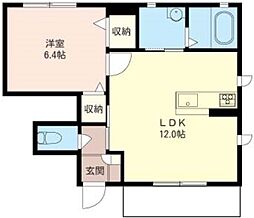 JR上越線 群馬総社駅 3.4kmの賃貸アパート 1階1LDKの間取り