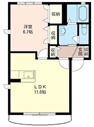 JR両毛線 新前橋駅 徒歩26分の賃貸アパート 1階1LDKの間取り