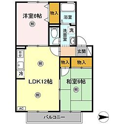 ブランシェ本生 2階2LDKの間取り