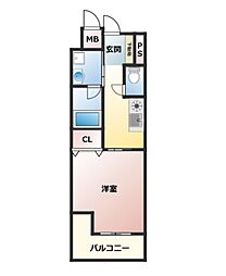 JR東海道・山陽本線 三ノ宮駅 徒歩14分の賃貸マンション 4階1Kの間取り