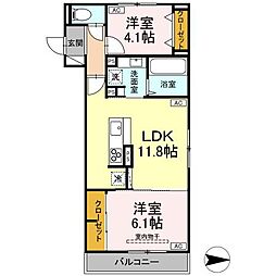 JR東北本線 南仙台駅 徒歩1分の賃貸アパート 2階2LDKの間取り