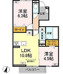 Bonnard(ボナール） 1階2LDKの間取り