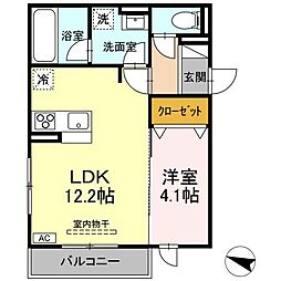 西町SUZUKAZE 3階1LDKの間取り