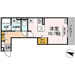 西町SUZUKAZE 3階ワンルームの間取り