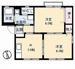 メゾンアムール　Ａ棟 1階2Kの間取り