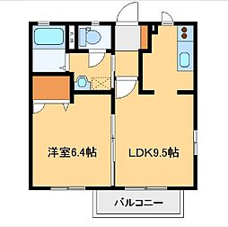 JR両毛線 伊勢崎駅 徒歩20分の賃貸アパート 2階1LDKの間取り