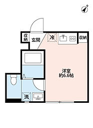 ハナテラス竹ノ塚 1階ワンルームの間取り
