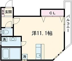 ラセットストーン 2階ワンルームの間取り