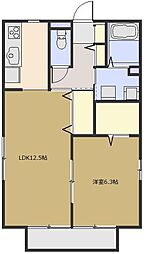 東武伊勢崎線 草加駅 徒歩30分の賃貸アパート 2階1LDKの間取り